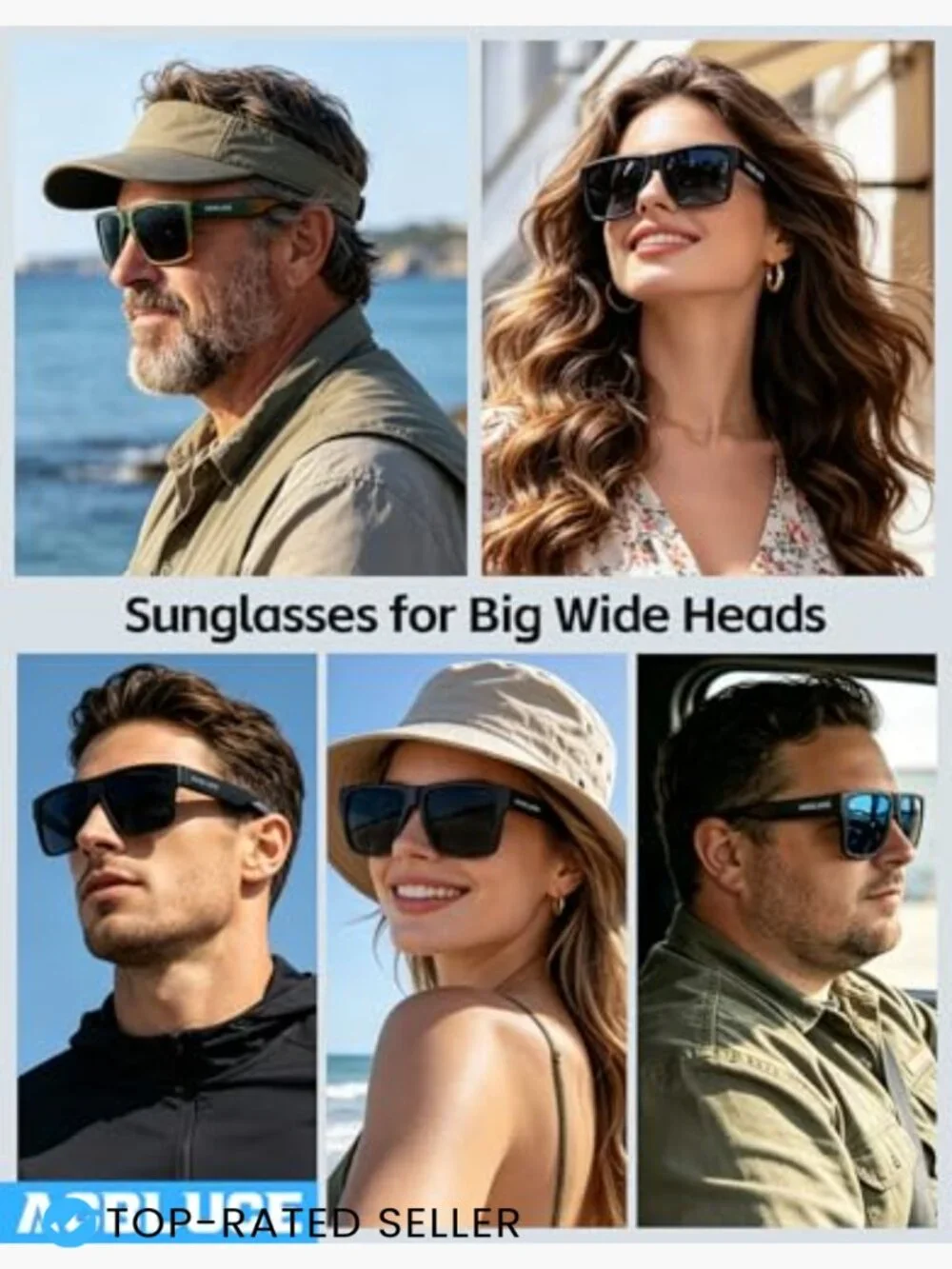 XL Oversized Square Sunglasses for Big Heads Men Women Wide Polarized UV400